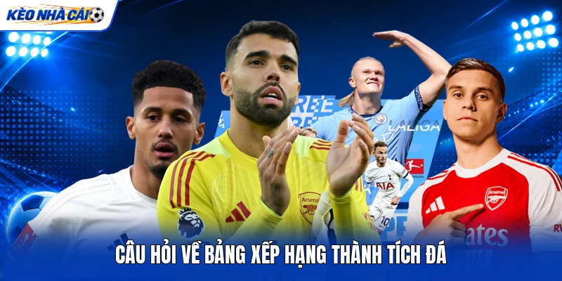 Câu hỏi về bảng xếp hạng thành tích đá Câu hỏi về bảng xếp hạng thành tích đá